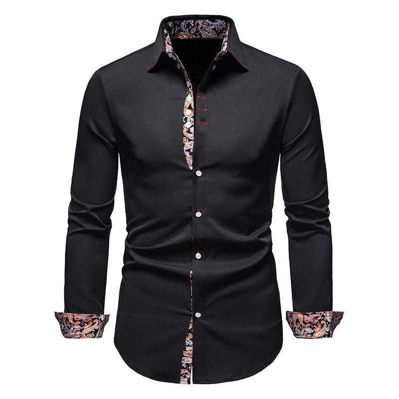 Men's Dress Shirt - Paisley Contrast Lining and Tailored Slim Fit
