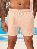 Men's Swim Shorts - Elasticated Drawstring Waist and Quick-Dry Fabric Detail