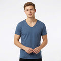 Men's T-Shirt - Slub Knit Design with V-Neck and Raw Edge Detail