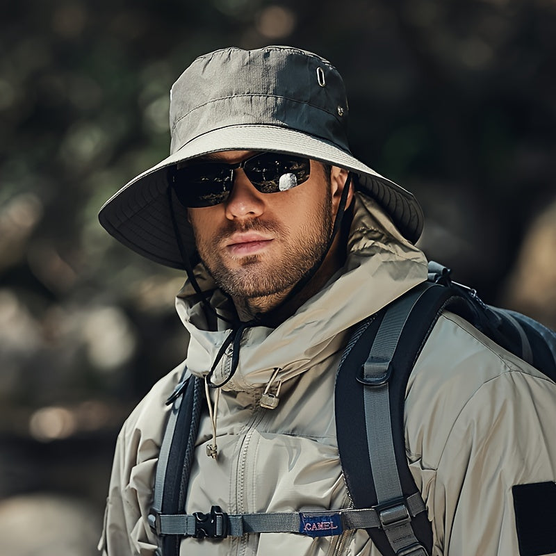Men's Sun Hat - Wide Brim Design with Adjustable Toggle and Breathable Vent Detail