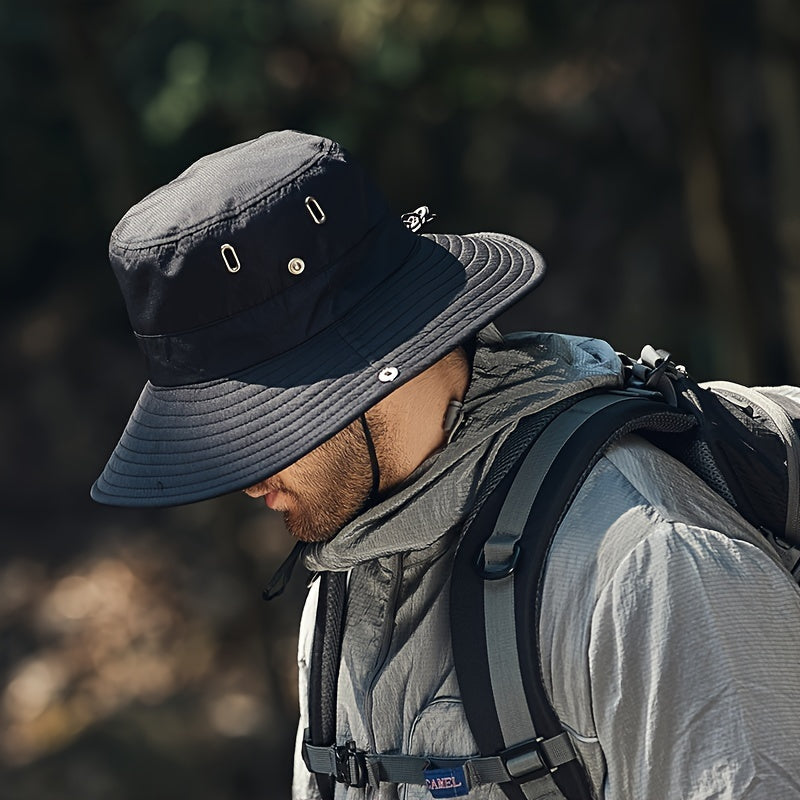 Men's Sun Hat - Wide Brim Design with Adjustable Toggle and Breathable Vent Detail