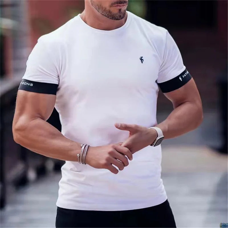 Men's T-Shirt - Muscle Fit Short Sleeve with Contrast Cuff Detail
