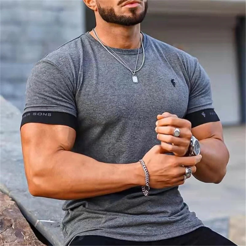 Men's T-Shirt - Muscle Fit Short Sleeve with Contrast Cuff Detail