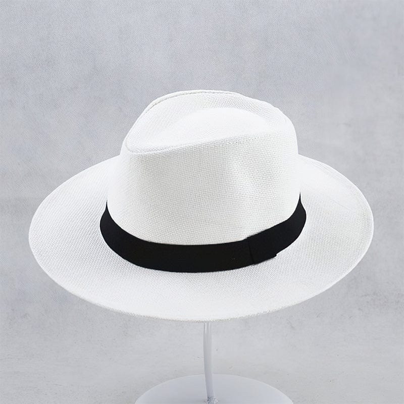 Men's Panama Hat - Woven Texture with Contrast Band and Wide Brim Detail