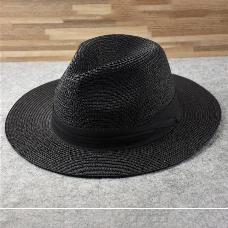 Men's Panama Hat - Woven Texture with Contrast Band and Wide Brim Detail