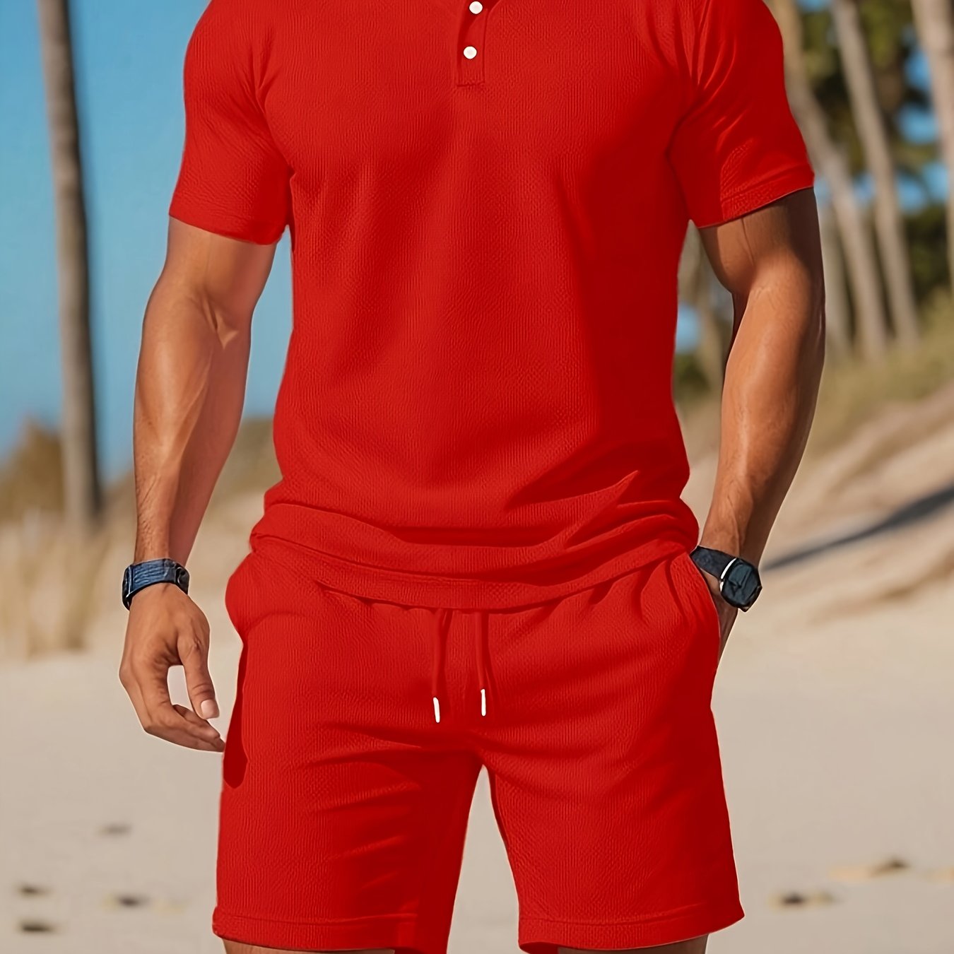 Breathable Polo and Shorts Set for Men