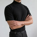 Men's Mock Neck T-Shirt - Short Sleeve Design and Slim Fit High Collar Detail