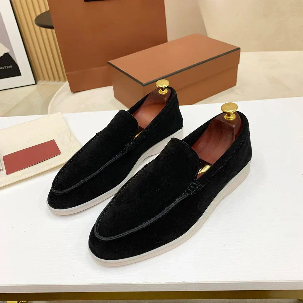 Men's Slip-On Shoes - Contrast Stitching and Textured Chunky Sole Detail